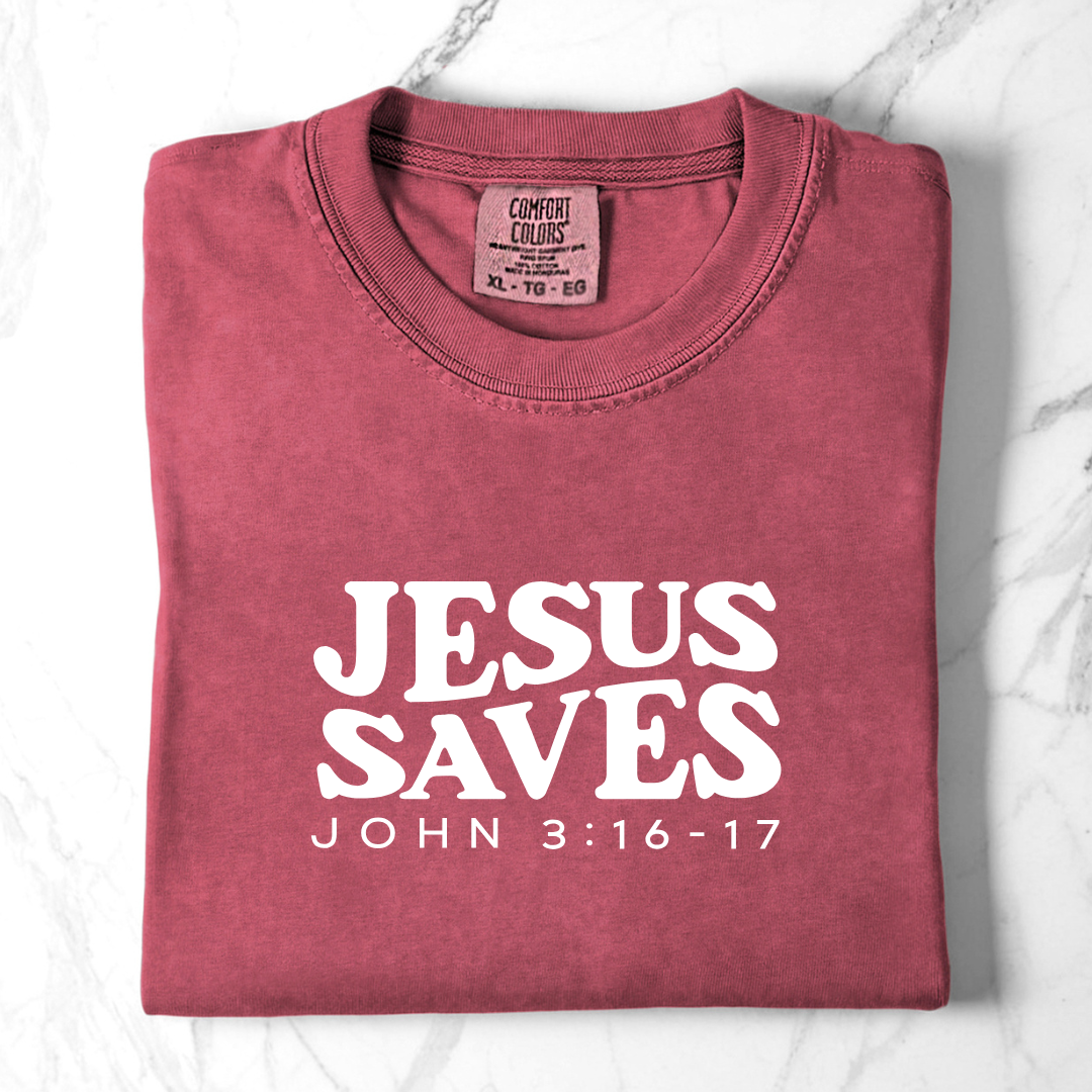 Jesus Saves – John 3:16-17 Comfort Colors Tee