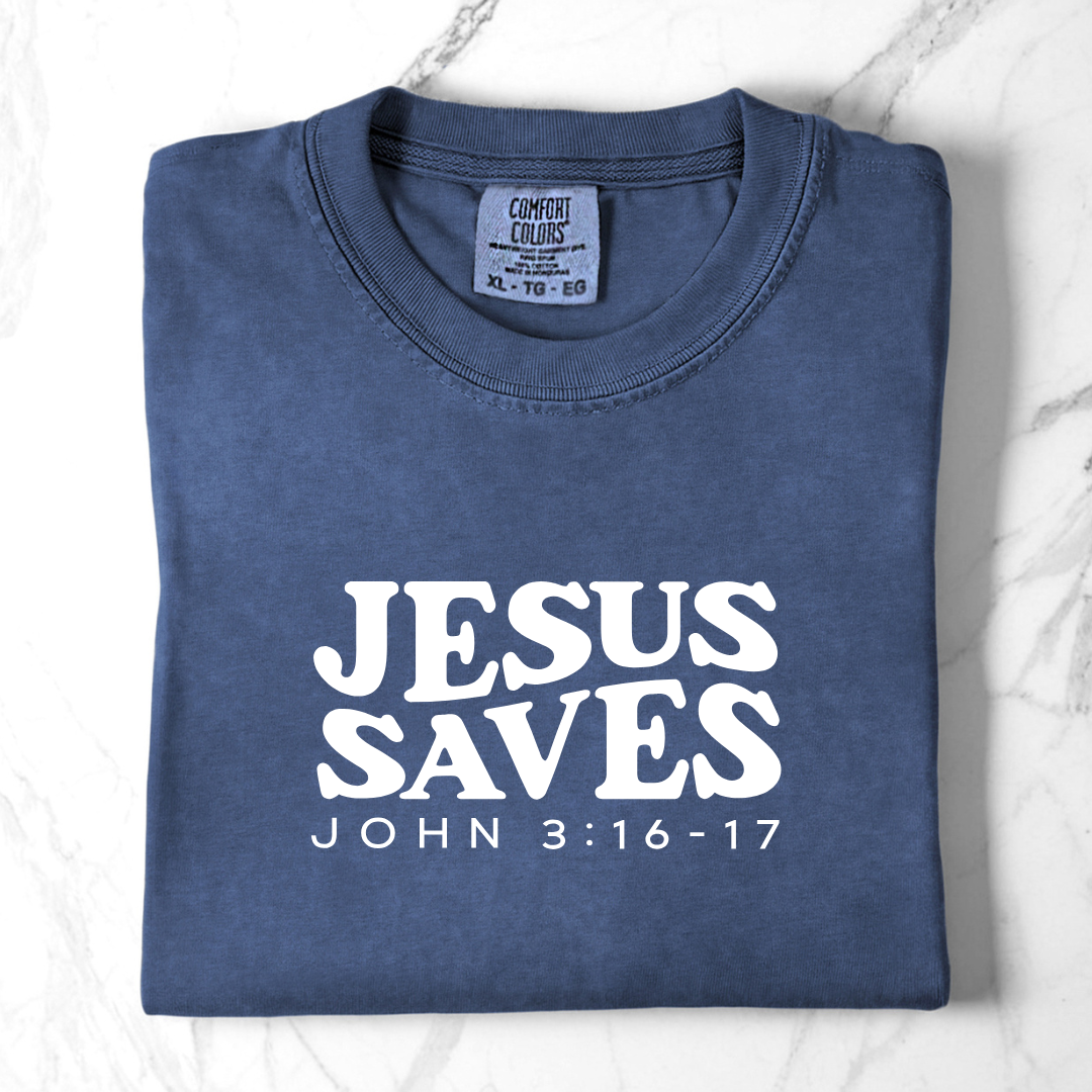 Jesus Saves – John 3:16-17 Comfort Colors Tee
